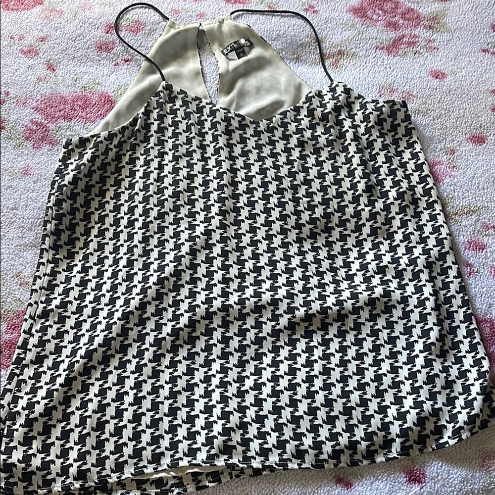 Stylish Black and White Houndstooth Women's Top